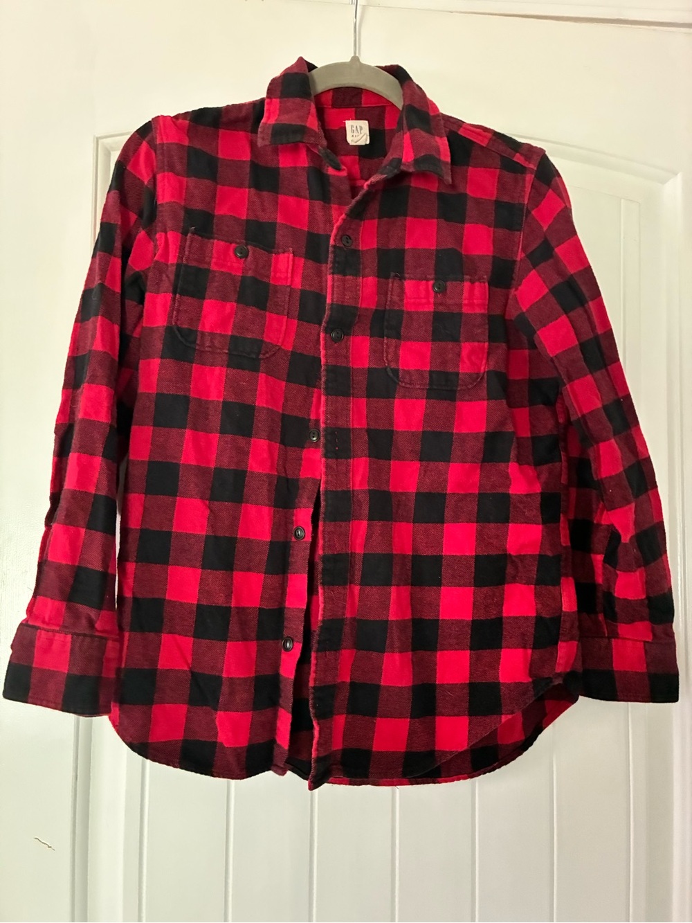 Gap Boys Red & Black Buffalo Plaid Flannel Shirt